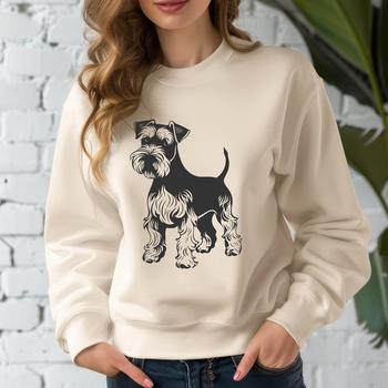 A small to medium-sized dog breed with a distinctive beard and mustache, depicted in a full-body stance.