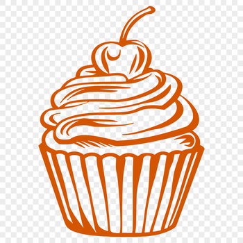 A colorful illustrated cupcake with frosting and sprinkles, suitable for vector graphics and cutting machine designs.