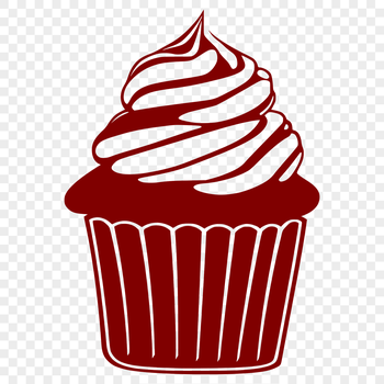 A digital illustration of a single serving-sized dessert with frosting and sprinkles.
