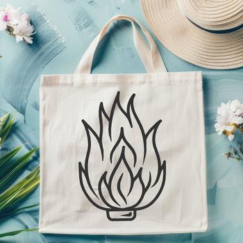 A simple line drawing of a flame shape with fiery edges and a subtle orange hue.