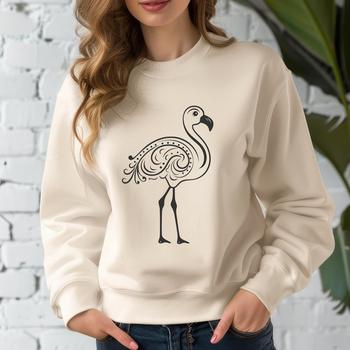 A colorful illustration of a full-body flamingo bird with ornate features, suitable for vector graphics and digital design.