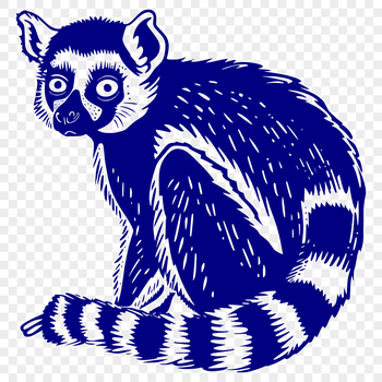 A high-resolution vector illustration of a full-body lemur in a neutral pose.