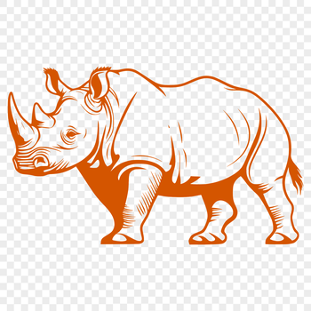 Rhinoceros in a grassland habitat, a safari animal native to Africa.
