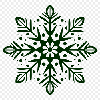 A delicate six-pointed snowflake with intricate edges, suitable for winter decorations or Christmas themes.