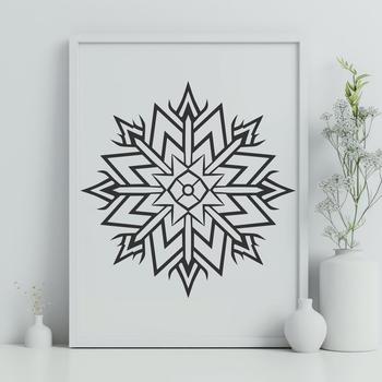 Illustrated winter snowflake design made from vector shapes.