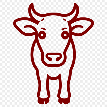 A simple line drawing of a full-body cow, suitable for farm-themed designs and artwork.