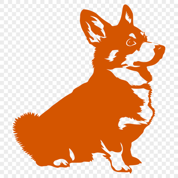 A full-body illustration of a sitting Welsh Corgi dog.