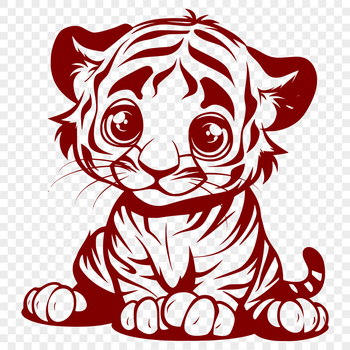 A full-body illustration of a tiger sitting in a natural pose, showcasing its majestic features.