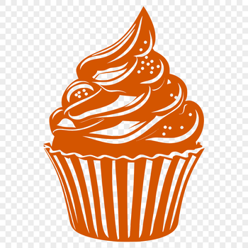 A colorful illustration of a single serving-sized cupcake on a flat surface.