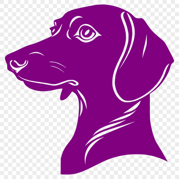 A close-up illustration of a dachshund's head.