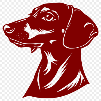 A illustration of a dachshund's head with detailed facial features.