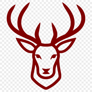 A simple line drawing of an animal's head, featuring a deer's distinctive facial features and body shape.
