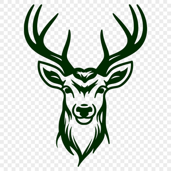 A detailed illustration of a deer's head, suitable for vector art designs and cutting machines.