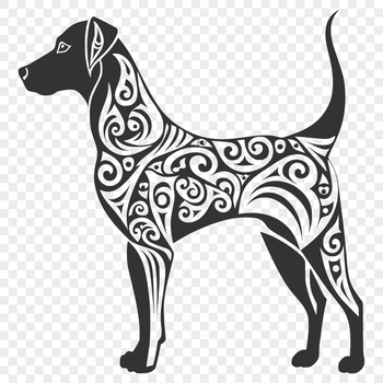 A detailed illustration of a Doberman Pinscher in full body standing pose.