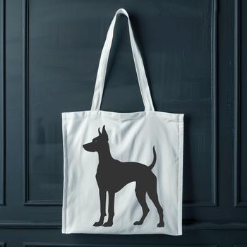 A high-quality digital illustration of a standing Doberman Pinscher dog breed, suitable for personal or commercial use.