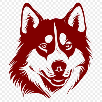 A stylized illustration of a husky dog's head, suitable for vector graphics and cutting machine designs.