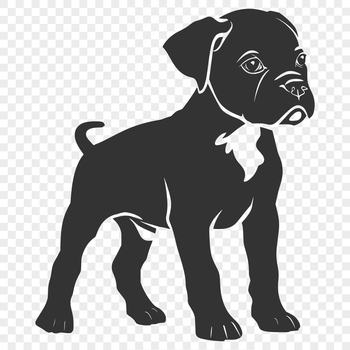 A standing full-body illustration of a Boxer dog.