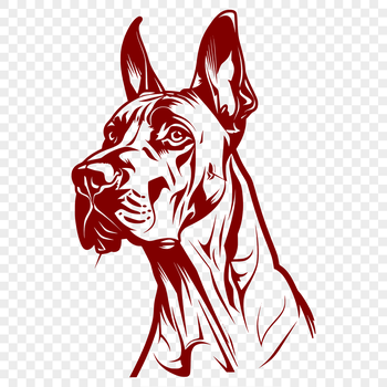Large breed dog's head illustration in vector format.