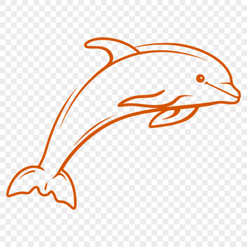 Simple line drawing illustration of a full-body dolphin sea creature.