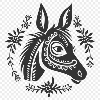 A stylized illustration of a donkey's head with ornate details, suitable for vector art and commercial or personal use.