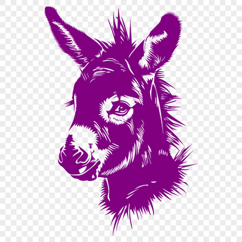 A cartoon donkey head with bold lines and simple features, suitable for digital crafting and cutting machines.