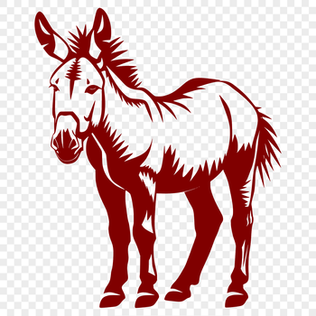 An illustration of a donkey standing on four legs.