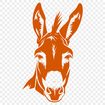 A detailed vector illustration of a donkey's head, suitable for clip art and design projects.