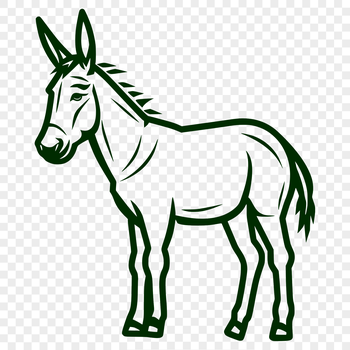 A high-quality illustration of a donkey in its entirety, standing upright.
