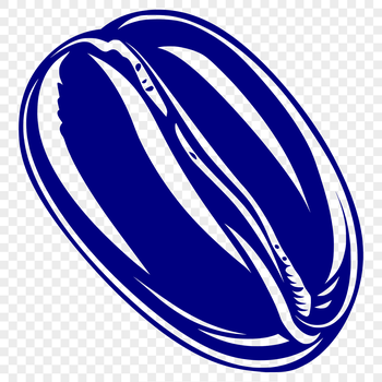 A stylized illustration of a single coffee bean with intricate details.