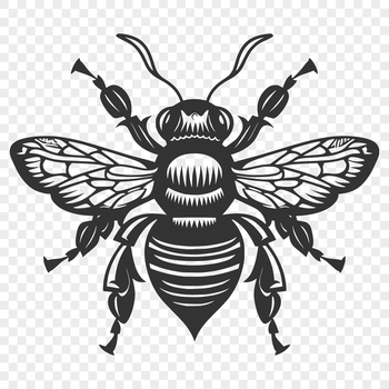 A detailed illustration of a full-body bee insect.