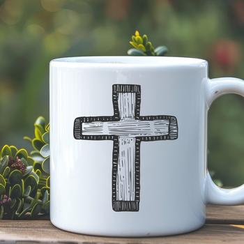A simple, vector-designed crucifix symbol used in various religious contexts.