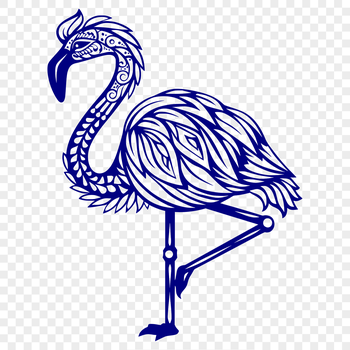 A stylized illustration of a full-body flamingo standing upright on one leg, suitable for vector art designs.