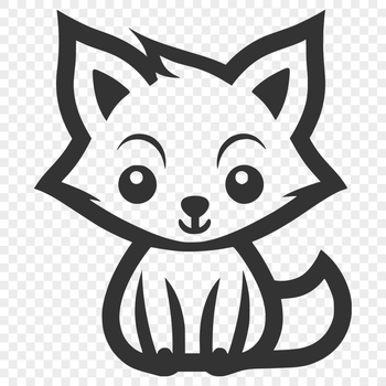 A simple line drawing of a fox in full body pose, suitable for various uses.