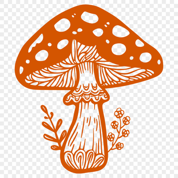 A detailed illustration of a single mushroom with realistic texture and shading.