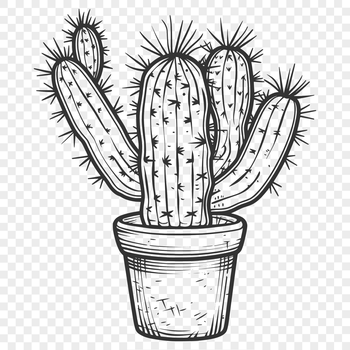 A stylized illustration of a desert cactus plant, suitable for graphic design and digital crafting.