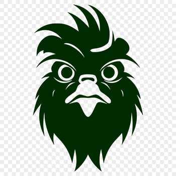 A simple line drawing of a chicken's head, suitable for vector graphic design.
