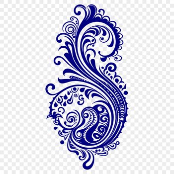 A traditional ornate paisley shape used as a decorative embellishment.