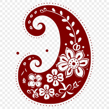 A stylized ornate pattern featuring a traditional paisley shape, designed as a vector graphic for digital use.