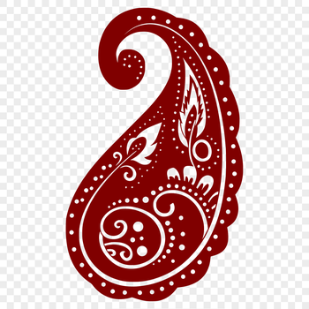 A stylized paisley shape with ornate details, suitable for vector design.