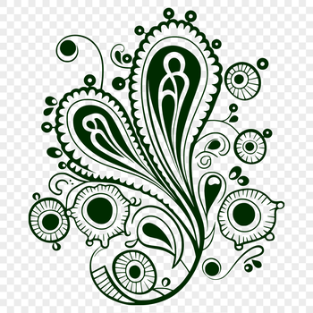 An elegant, symmetrical paisley design used as a clip art element in various digital formats.