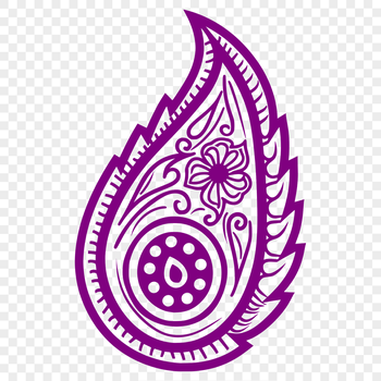 A traditional ornate paisley motif used as a decorative embellishment in various design projects.
