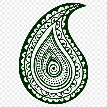 A stylized, ornate paisley shape for crafting and design projects.