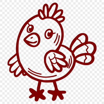 A simple line drawing of a full-body farm animal turkey in silhouette form.