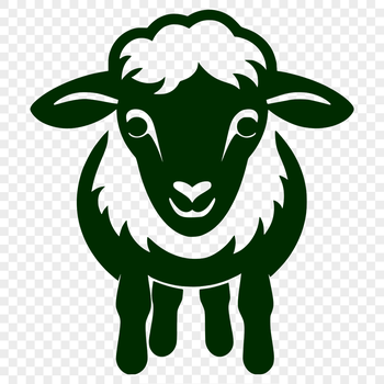 Simple line drawing illustration of a farm animal, a sheep with full body details.