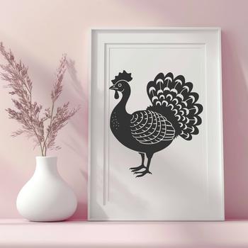 A realistic illustration of a farm animal, specifically a domesticated turkey.