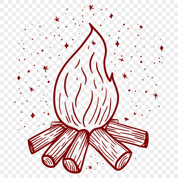 A stylized illustration of flames dancing around the edges of a campfire ring, perfect for outdoor enthusiasts.
