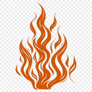 A stylized illustration of a set of flames in vector format for graphic design.