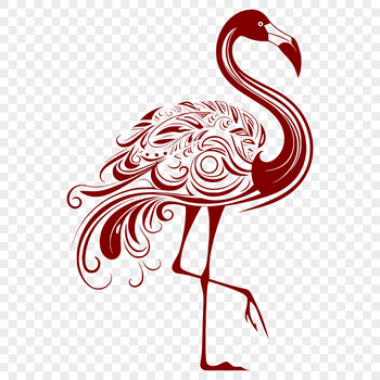 A realistic illustration of a flamingo in full-body view.