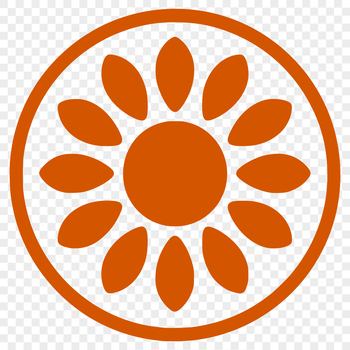 Simple line drawing of a large sunflower with yellow petals and dark center, suitable for vector art designs.