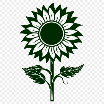 A high-quality illustration of a single sunflower in full bloom, with bright yellow petals and dark center.